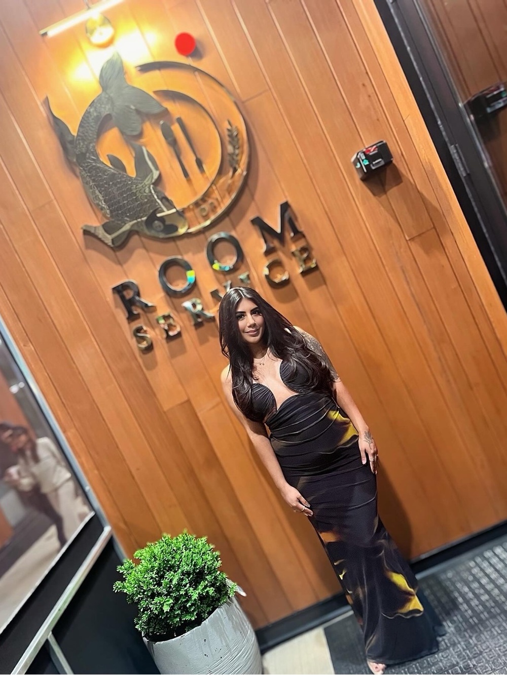 JLUXLABEL black/yellow Bethany strapless maxi dress